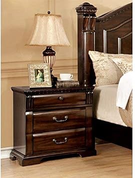 Homes: Inside + Out ioHOMES Secosia Transitional 3-Drawer Nightstand, Cherry