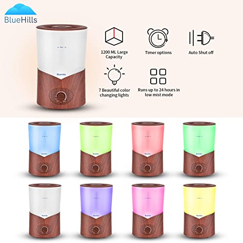Bluehills Large 1000 Ml Xl Essential Oil Diffuser Dark Wood Grain Aroma Humidifier 1 Liter Capacity For Big Room Home Long Run Kids Huge Coverage Area Quiet 1L A3 #TOP5