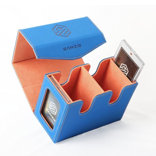 Image of SANZIE Card Deck Box for MTG Commander Deck Box with 2 Toploaders 35PT fits 240+ Single Sleeved Trading Cards PTCG TCG Deck Box for Trading Cards (Blue)