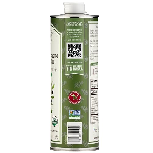 Image of La Tourangelle, Organic Extra Virgin Olive Oil, Cold-Pressed Early Harvest EVOO from Spain, Bright & Peppery, 33.8 fl oz (1 Liter) - Spanish with Polyphenols for Cooking, Drizzling, Marinades, and Dipping