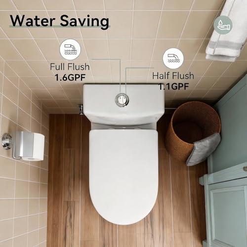 Inodoro de una pieza compacto VANCOCO de 25 pulgadas blanco para baños pequeños 5