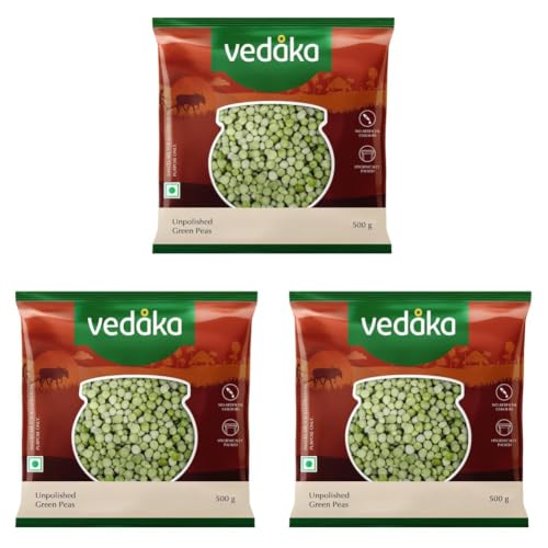 Image of Amazon Brand - Vedaka Unpolished Green Peas | 500 G | Premium Green Peas (Pack of 3)