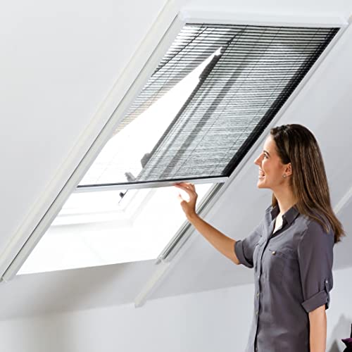 Mosquitera plisada para tragaluz, varios tamaños en blanco (80 cm x 160 cm, blanco)