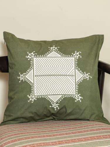 Image of Sacred Geometry: Rajasthani Mandana Series Accent Cushion Cover for Home Decor, Sofa Pillow Cover, Premium Fabric, Pack of 1