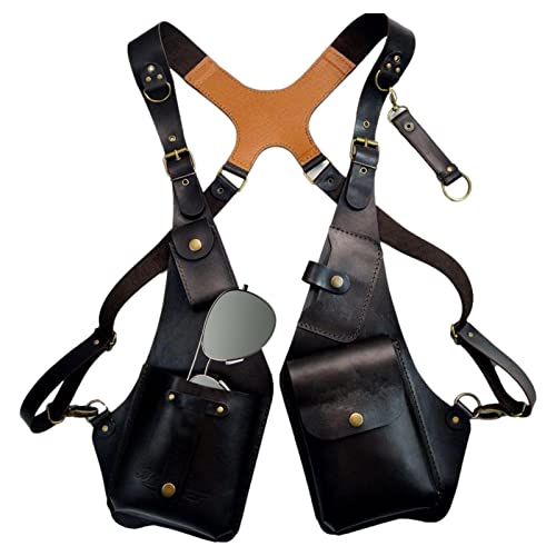 盗難防止脇の下ショルダーバッグ、パックポケット付き隠しショルダーホルスター収納、ポケットホルスター電話ショルダーホルスターバッグレジャーダブルショルダー脇の下戦術バッグ旅行、アウトドア、メンズ/1198(Color:Black)