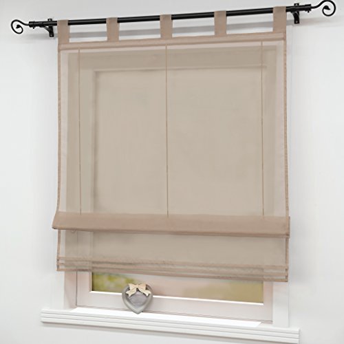 Joyswahl Raffrollo Voile Raffgardinen mit Schlaufen Sophia Schlaufenrollo BxH 100x140cm Braun 1er Pack