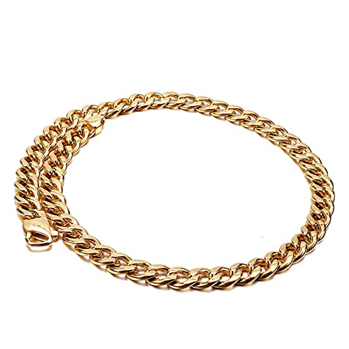 Chaîne gourmette pour hommes acier inoxydable 10mm collier or noir argent