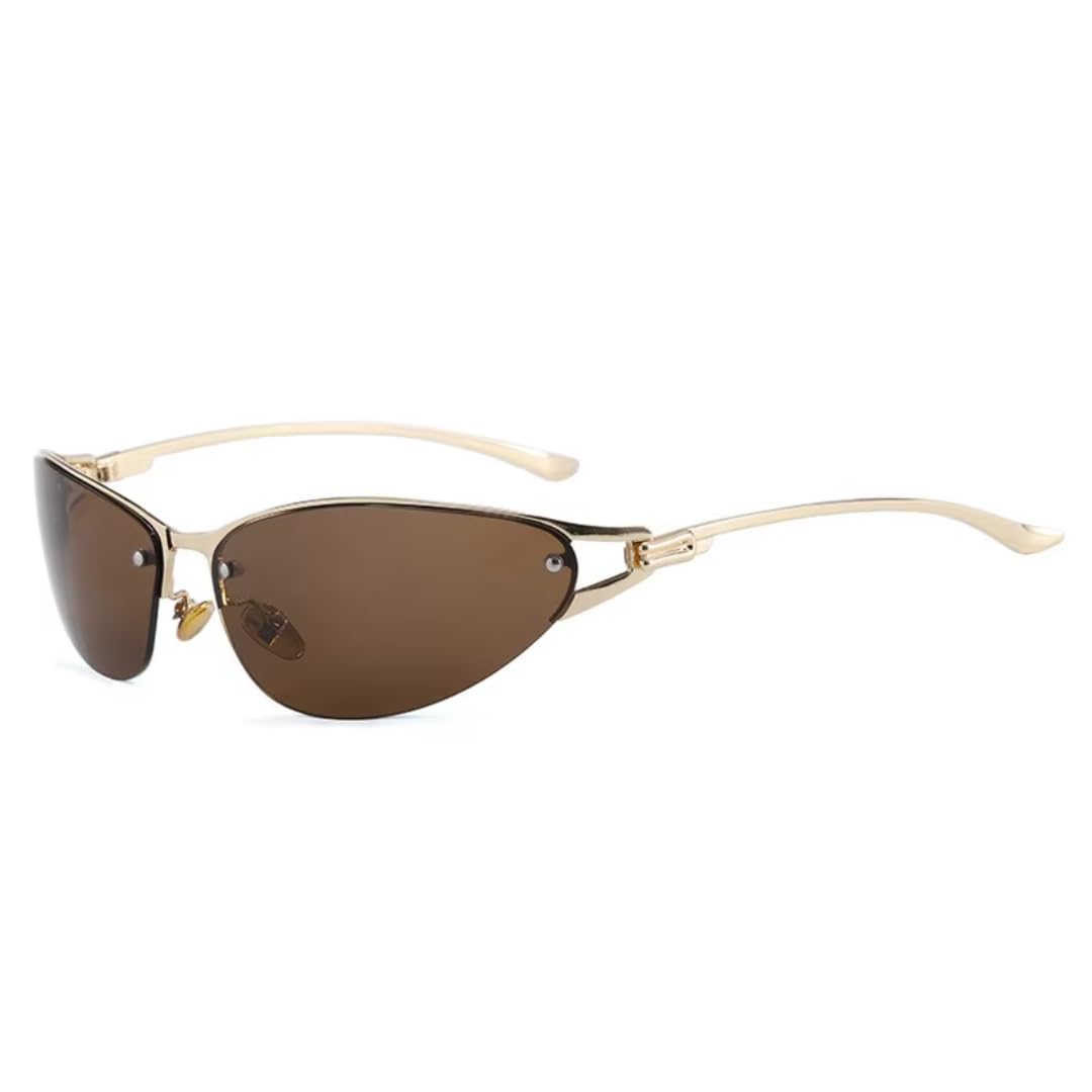 Halbrahmen-Sonnenbrille aus Metall im Cat-Eye-Stil, UV400