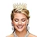 Arclhladin Queen Rhinestone Crown, Gold Wedding Crowns, Royal Princess Crystal Tiara Crown for Women Costume Party Christmas Gifts (Gold White Color)