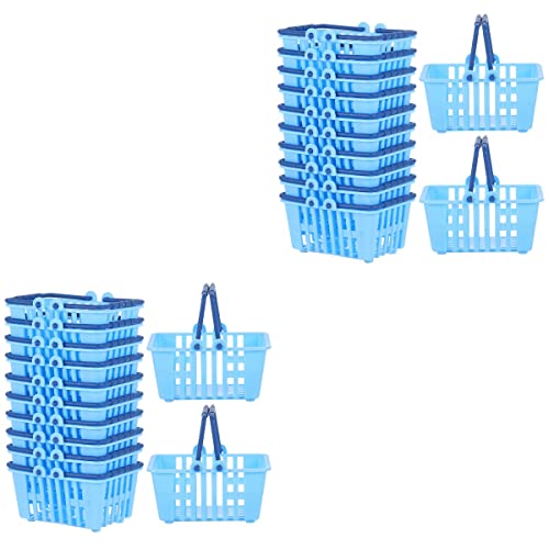 Luozzy 24 Pcs Mini Shopping Basket Dollhouse Shopping Basket Toy For Kids Pretend Play, Blue #TOP1