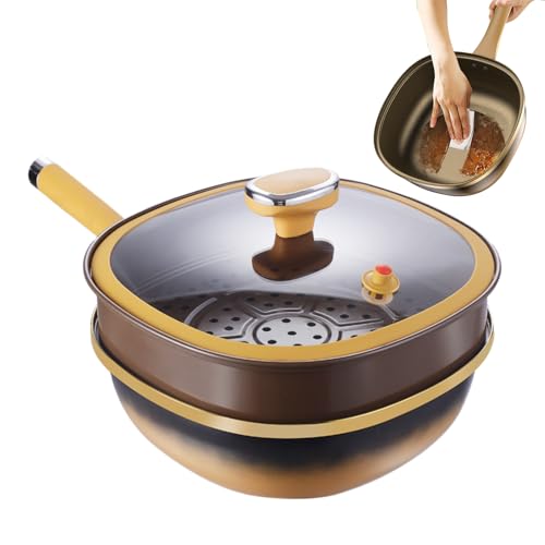 Sartenes de freír antiadherentes | Sartén de cocina antiadherente de titanio | utensilio de cocina profundo con tapa compatible con placas eléctricas de inducción huevos tortilla tipos de
