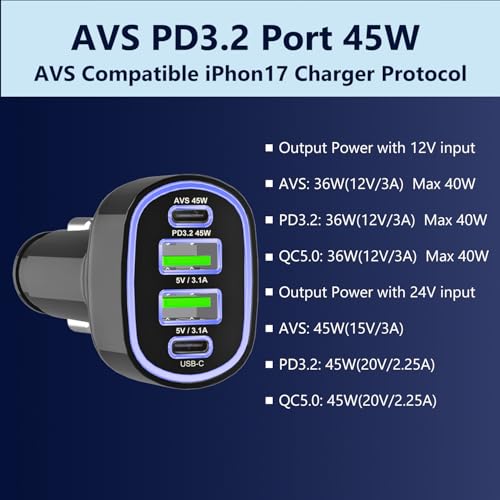 USB C Car Charger Adapter, PD 3.2 QC 5.0 Fast Charging - image 5