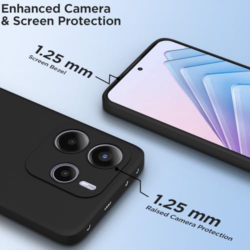 Image of Outlouders Back Cover for Redmi Note 14 5G | Camera Protection | Durable Soft Matte Silicone Bumper Case (Black)