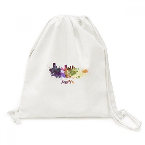 Sac cordon Austin Ville Aquarelle en toile résistant pour voyage