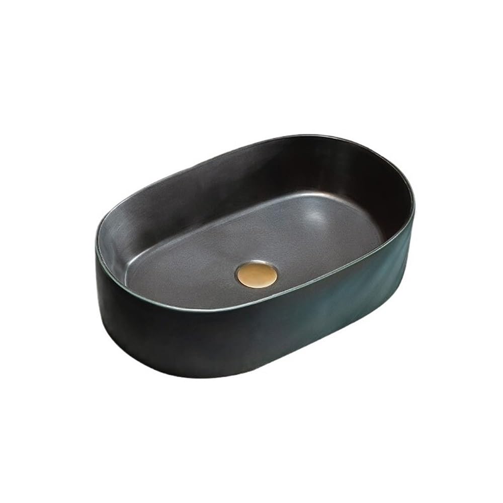 Z4t8m2k6g5 One Color Countertop Bathroom Vessel 55 * 35 * 14Cm,Retro Ceramic Art Bathroom Sink Balcony Outdoor Garden Wash Basin Cloakroom Sink