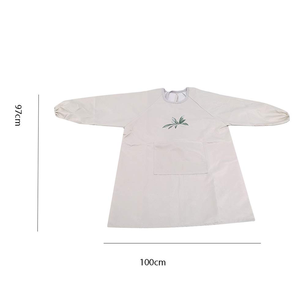 Grembiule alla moda semplice con fiori, per casa, genitori, manica impermeabile, traspirante, grembiule da lavoro per adulti (bianco)