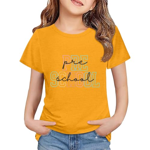 Toddler Kids Back to School Shirt Youth Boys Girls First Day of Preschool Tshirts Children Cute (a-Yellow, 2-3 Years)