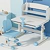 Bureau met plank Studiebalie for kinderen Lagere school Student Writing Homework Desk Thuis Bureau en Stoel Lift Set witte computer bureau (Color : Blue)