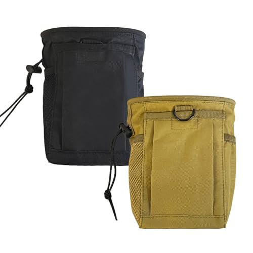 Bolsa de lixo tática MOLLE com 2 peças, bolsa de munição militar com cordão ajustável - bolsa de armazenamento de revista utilitária para cinto de serviço, caça, paintball, esportes ao ar livre (Nylon