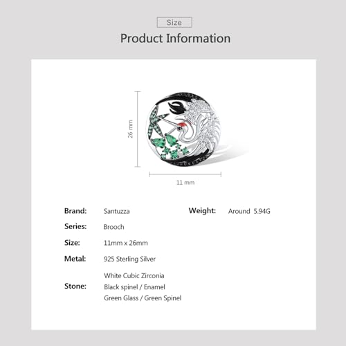 Image of Santuzza 925 Sterling Silver Enamel Brooch Pin for Women