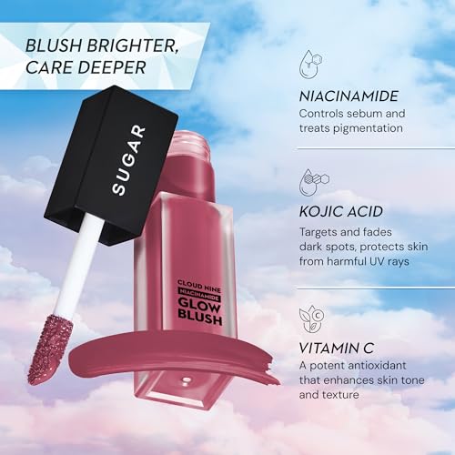 Image of SUGAR Cosmetics Cloud Nine Niacinamide Glow Blush | Long lasting & Ultra-Pigmented | Dewy Finish | 7.6ml - 05 Bingo Plum