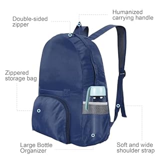 AiQInu Zaino Pieghevole Ultraleggeri, Impermeabile Multifunzione Zaino da Escursionismo Unisex zaino da viaggio Outdoor per Sport Arrampicata Campeggio Viaggio Ciclismo (Blu scuro)