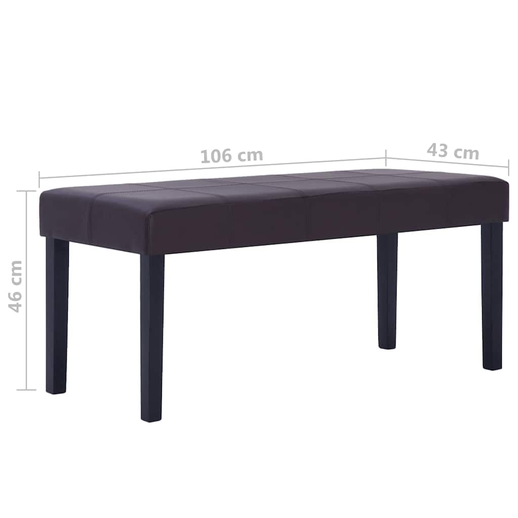 Ławka ze sztucznej skóry brązowej 106 cm z drewnianą ramą