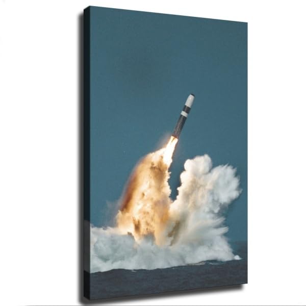 United States Trident Ii D5 Missile Underwater Launch Canvas Posters Wall Art Home Living Room Bedroom Decor Mural (Frame 8in*12in)