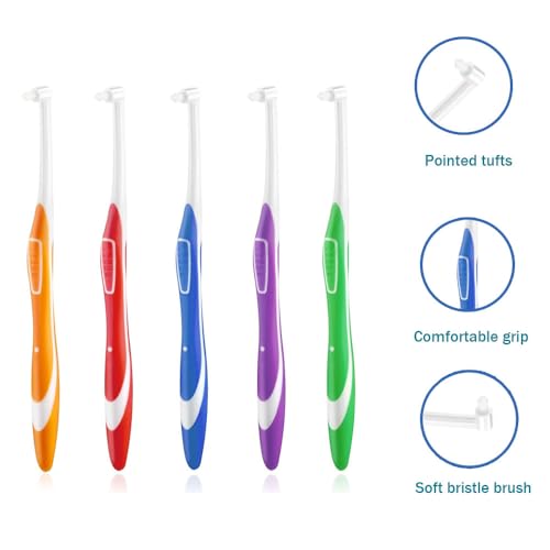 Sufune 5 Stück Tuft Zahnbürste Einbüschelbürste Getuftet Bürste Weich Büschelzahnbürste Kleine Zahnbürste Tuft Toothbrush Zwischenräum Zahnbürste Zahnlücke Bürste für Zahnspange