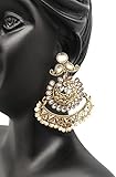 Satyam Kraft Fashion Jewellery Traditional Gold color Chandbali Pearl Kundan Jhumka Jhumki Earrings for Girls women partywear stylish Wedding Jewellery Hangings Jhumka Earrings