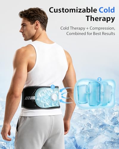 Heating and Cooling Pad for Back, Wearable Portable Heating Pad for Back, Cordless Lumbar Massager with 4 Heat 3 Massage Intensity Levels, 10 Timer Settings, Ideal Gifts for Mom and Dad — view 2