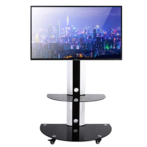 TV-Wagen Bodenständer für 32"/50"/55"Flachbildfernseher, drehbares Universal-TV-Regal für Krankenhäuser zu Hause Klassenzimmer, schwarz, Last 45 kg,