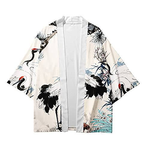 Image of DOVWOER Women's and Men Cardigan Jackets Japanese Kimono Casual Open Front Lightweight Coat