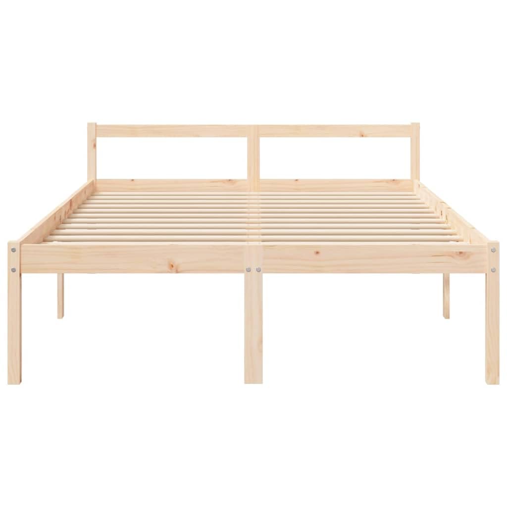 Massivholz Kiefer Seniorengerecht 45 cm Sitzhöhe Schlafzimmer Modern Braun | Seniorenbett 160x200 cm Massivholz Kiefer Bettgestell mit Kopfteil Hohe Sitzhöhe Stauraum Kiefernholz