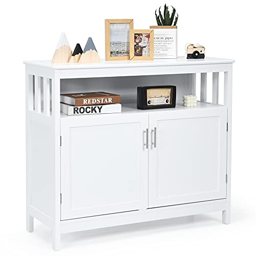 Loko Buffet Cabinet With Storage, Bar Cabinet With Five-Position Adjustable Shelf, Wine Cabinet Sideboard Console Table, 40 X 16 X 34 Inches (White) #TOP7