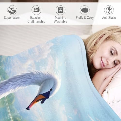 Couverture polaire cygne en peluche douce, le cadeau idéal pour le lit