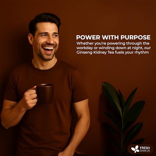 Image of FreshDrinkUS, Ginseng Kidney Tea - 30 Packs of Herbal Detox & Vitality Support | 100% Natural Roots & Berries | Caffeine-Free | Adaptogenic Blend for Energy, Kidney Health, and Wellness