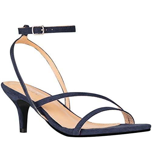 ILLUDE Women’s Ankle Strap Sandal Heels Low Kitten Heel Square Toe Strappy Heeled Sandals – Hera