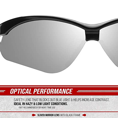 Optic Max Safety Glasses Scratch Resistant Lens Flexible Frame, 12 Pairs #TOP2