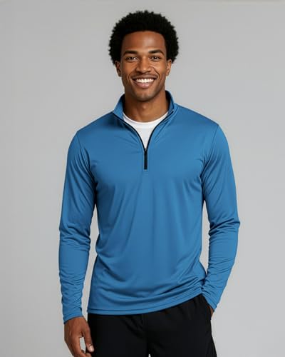 Image of Real Essentials 3 Pack: Men's Dry-Fit Active Quarter Zip Long Sleeve Athletic Performance Pullover (Available in Big & Tall)