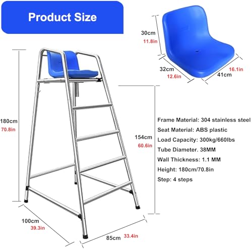 Silla de salvavidas para piscina, acero inoxidable, asiento ABS miniatura 2