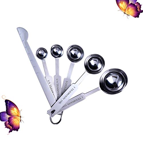 Cabilock 2 conjuntos de xícaras de medição e colher de medição de aço inoxidável, colheres de temper