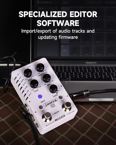 Image of MOOER Looper X2 Stereo Electric Guitar Loop Pedal, Bass Guitar Looper Pedal, Acoustic Guitar Looper Pedal with 11 Banks, 300 Minutes, 77 save slots, Fade Out Function for practice and live show