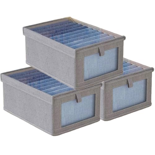 Rangement pour jeans et pulls en lot de 3 boîtes grises empilables - 2