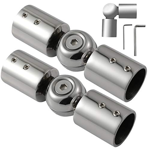 Anndason Heavy Duty Hinged Elbow Connector Curtain Rod Corner Connector Elbow Connector for 1 Inch Bay Window Curtain Rods, Silver Color, (Set of 2)