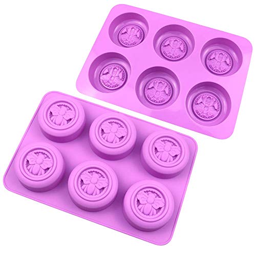 2Pcs Bee Silicone Molds Round Honeybee Silicone Mold For Making Homemade Soap, Lotion Bar, Jello, Bath Bomb, Beeswax Candle, Resin, And Baking Muffin Cake Dessert #TOP2