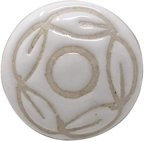 Image of Ceramic Vintage Assorted Blue Pottery Drawer, Door Knobs and Pulls Handle for Kitchen Cabinets Home Interior D�cor (6, White) - Pack of 6