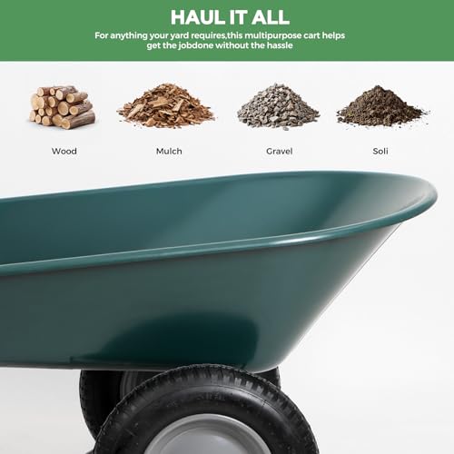 Panana Heavy Duty Garden Trolley 85L Barrow Cart Wagon with Pneumatic Tires, 150kg Capacity Yard Utility Cart for Farm, Landscaping, Patio, and Home Use, Steel Frame with Comfortable Handle 6 Panana Heavy Duty Garden Trolley 85L Barrow Cart Wagon with Pneumatic Tires, 150kg Capacity Yard Utility Cart for Farm, Landscaping, Patio, and Home Use, Steel Frame with Comfortable Handle - Image 6