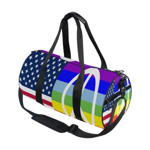 Bolsa de gimnasio unisex ligera con motivos de la bandera de la paz