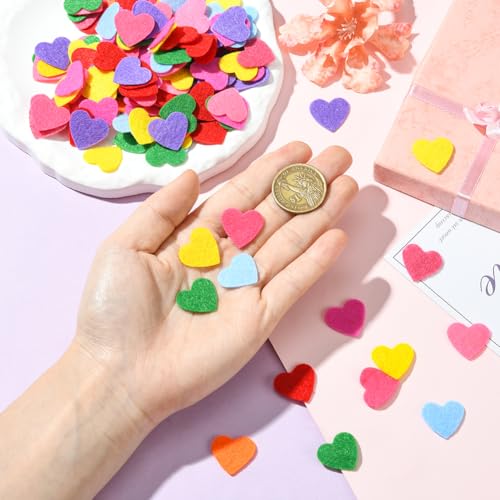 SUNNYCLUE 1 Box 300 Stück Herz Filzformen Filzherzen Massendekore Gewebt Vorgeschnitten Flach Niedlich Bunt Liebesverzierungen Dünner Stoff Nadelfilzen Für Heimwerkerbedarf Nähdekoration Handarbeiten